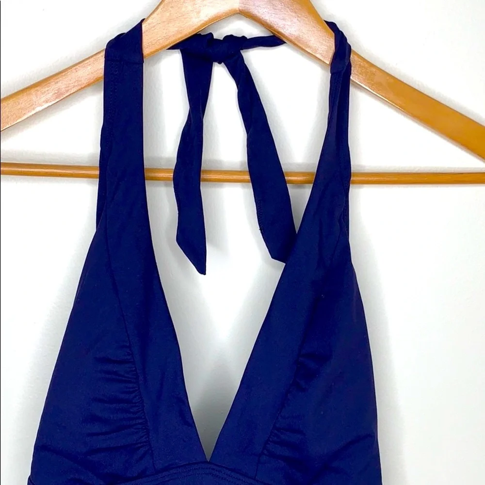 Athleta Halter Tie and V Neck Tankini Navy Blue